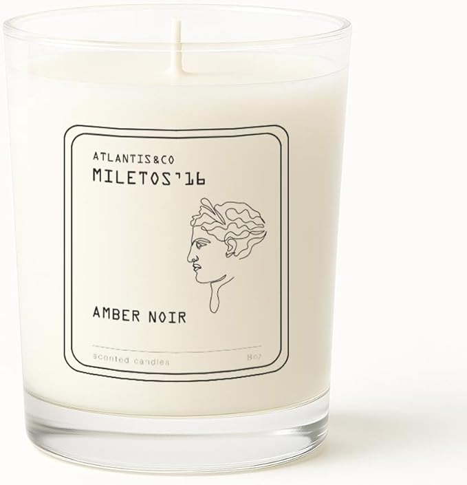 Amber Noir Scented Candle, 8oz Soy Jar with Long-Lasting Burn, Giftable, Holidays,Birthdays