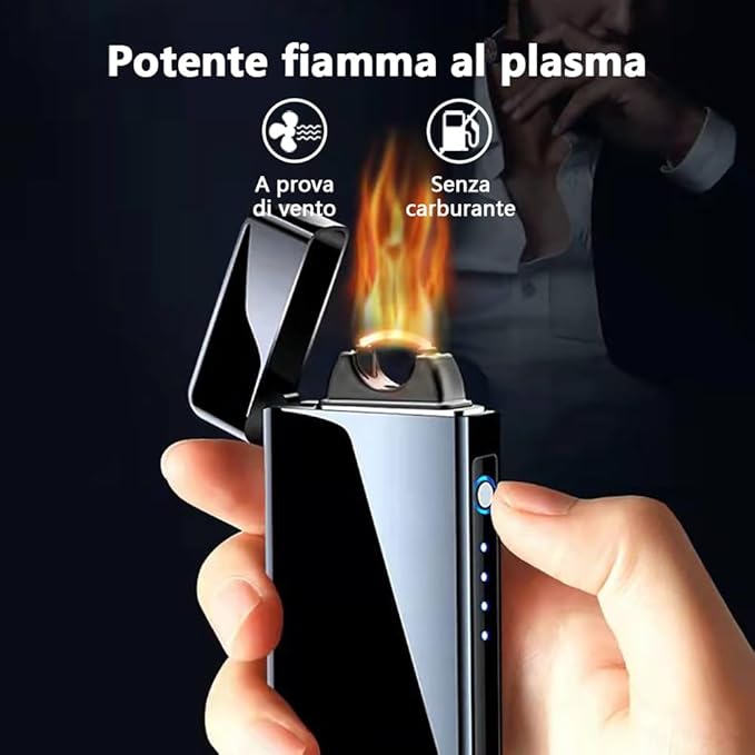 YOZWOO Electric Lighter Rechargeable, High Power Flame Arc Lighter, USB Lighters with LED Battery Indicator, Windproof Electronic Lighters for Candle Camping with Gift Box (Black)