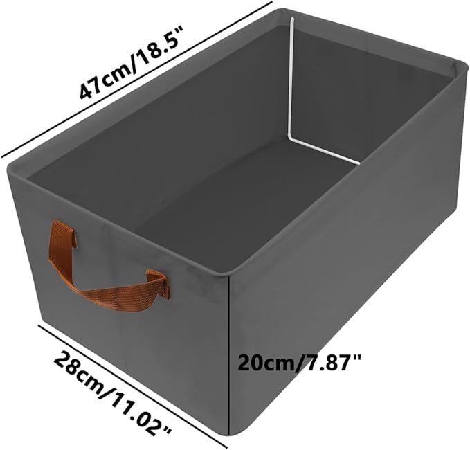 Large Capacity Storage Bins Closet Organizer System, 2PCS Fabric Storage Box with Steel Frame Stackable Shelf Storage Baskets Foldable Wardrobe Storage Box for Clothes Toys (Grey)