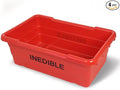 ULTRASOURCE Food Approved Bus Totes/Meat Lug (4 Totes and 4 Frosted Lids, Red Inedible)