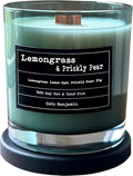 100% Soy, Highly Scented, Hand Poured Soy Candle (Lemongrass Prickly Pear (Wooden Wick))