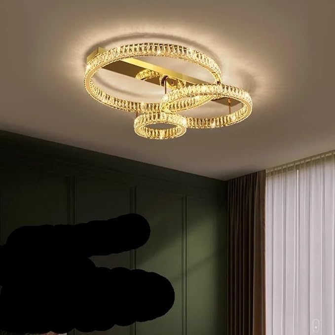 Modern Chandelier, LED Ceiling Hanging Lamps Modern Crystal Gold Round Living Dining Table Room Bedroom Kitchen Home Decor Pendant Chandelier Light(D40CM 60CM 80CM,Oro)