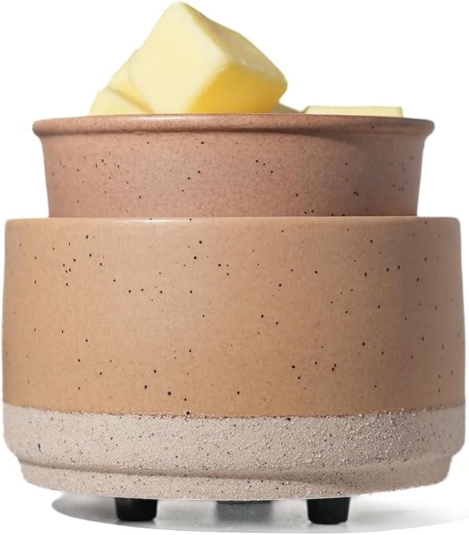 Ceramic Electric Wax Melt Warmer & Cube Oil Melter Cute Small Warmers Aromatherapy for Home Decorative Burner Melts Scented Candle Tart Scent Warm Fragrance (Sand Brown)