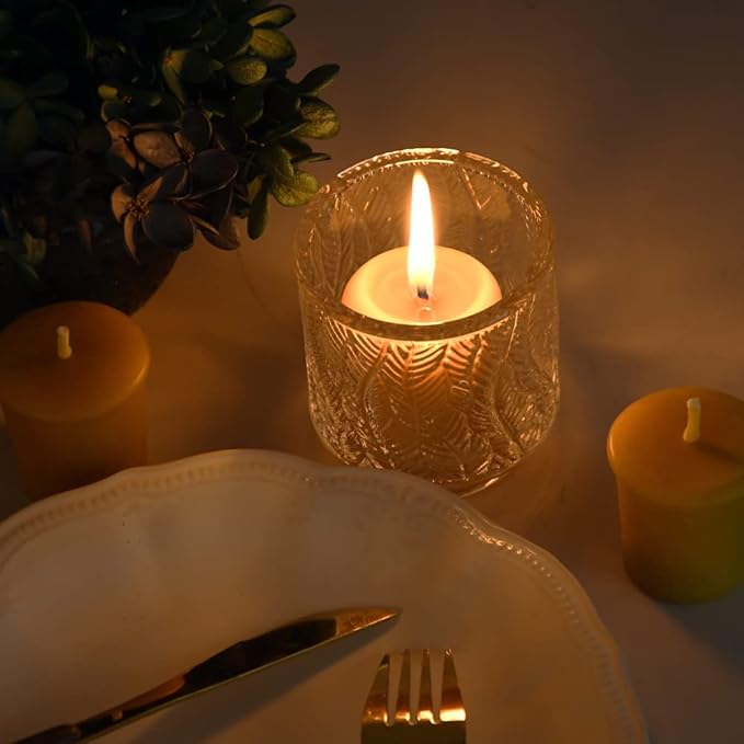Pure Beeswax Votive Candles-4 Pack Natural Votives for Home Room Decor Party Wedding Spa,12 Hours Burn