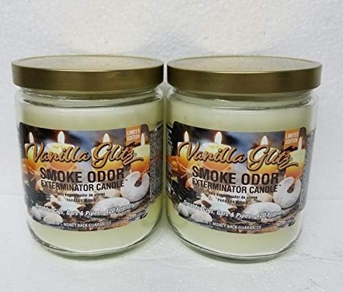 Smoke Odor Exterminator 13oz Jar Candle,Vanilla Glitz, Set of 2 Candles.