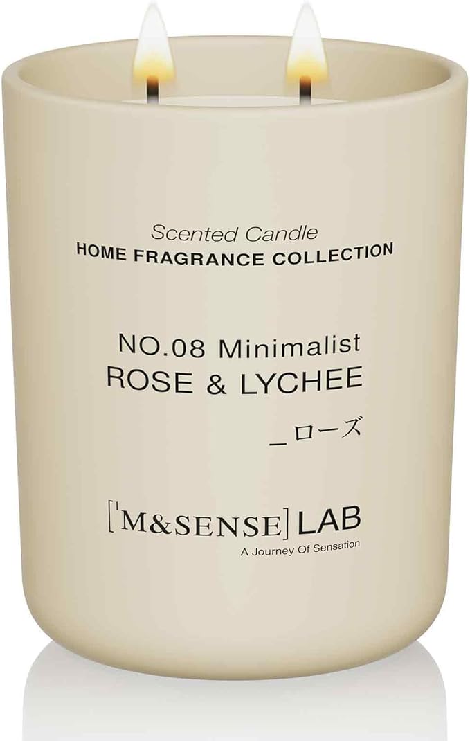 M&SENSE Natural Soy Large Candle| Rose Lychee | 16.6 oz, 95H Burn | Mini Spring Scented Candles for Relaxation, Valentines Day Gift, Home Décor | for Bedroom, Office, Party