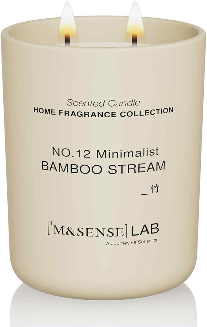 M&SENSE Natural Soy Large Candle| Bamboo Stream | 16.6 oz, 95H Burn | Mini Spring Scented Candles for Relaxation, Valentines Day Gift, Home Décor | for Bedroom, Office, Party