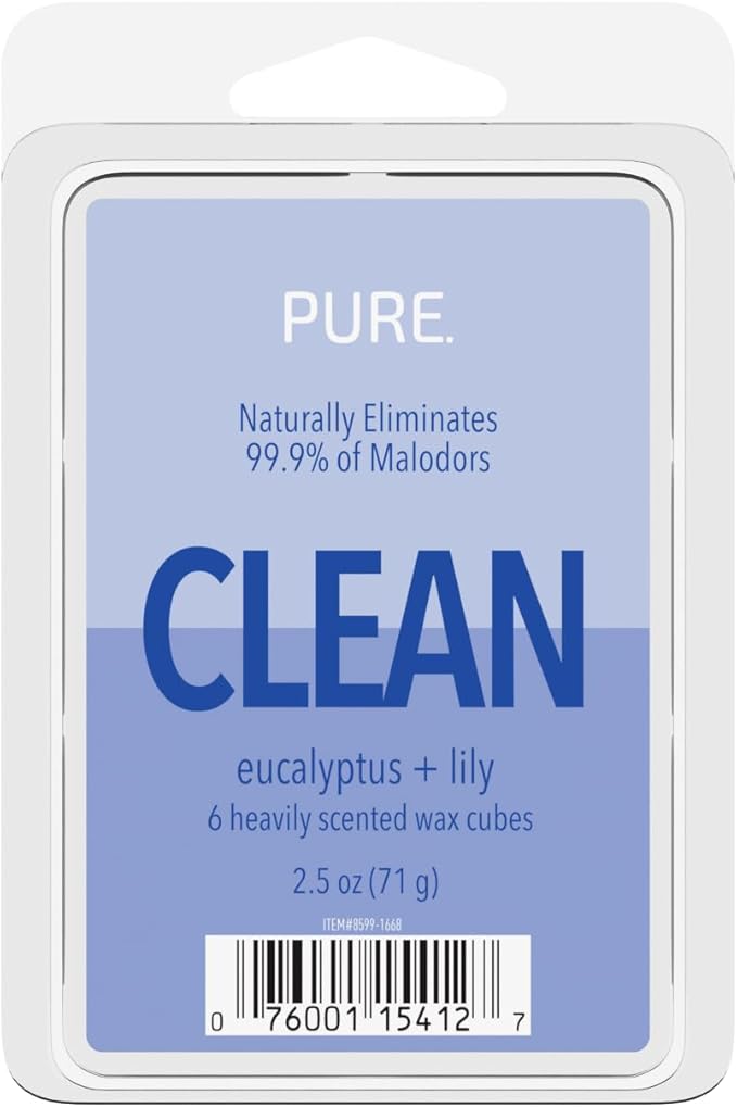 Candle-Lite Pure Wax Melts Eucalyptus & Lily Scent, Odor Eliminating, 3 Pack, Eliminates 99.9% of Odors, 6-Cube 2.5 oz Scented Wax Cubes, Proudly Poured in The USA, Ideal Gift for Home Fragrance
