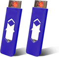 2Pcs Electronic Lighter USB Rechargeable Lighter Windproof Lighter Flameless Lighter Ignition USB Lighter Cigarette Lighter (Blue)