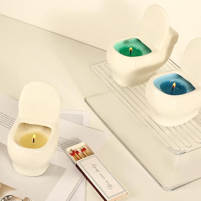 Toilet-Shaped Jars with Fresh Aromatic Scented Candles, Odor-Eliminating Candles with Long-Lasting Fragrance, Decorative and Scented Candles for the Home, Suitable for Men and Women (Green)