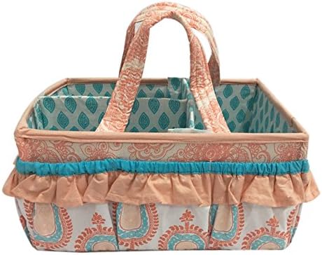 Bacati - Paisley Kids Storage (Nursery Storage Caddy, Coral/Aqua)