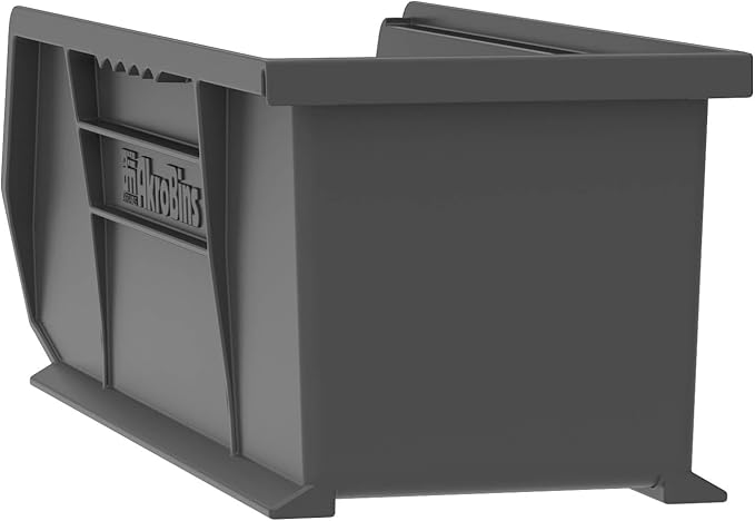 Akro-Mils 30234 AkroBins Plastic Storage Bins, Space-Saving Stackable Bins for Garage, Pantry, Craft Organization, 15" x 5" x 5", Black, 12-Pack