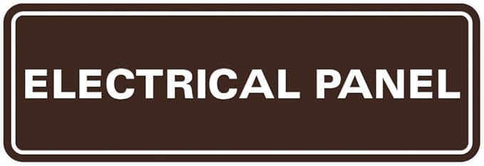 All Quality Standard Electrical Panel Wall or Door Sign - Durable Material | Clear and Functional Sign | Easy Installation‌ - Dark Brown - Large (1 Pack)