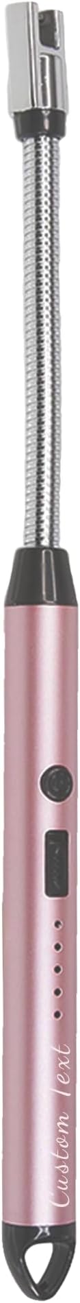 Custom Extra Long Electric Lighter, USB Rechargeable Candle Lighter, Reusable Electric Lighter with Charger for Indoor and Outdoor, Camping Essential for Men and Women, Engravable Designs (Rose Gold)