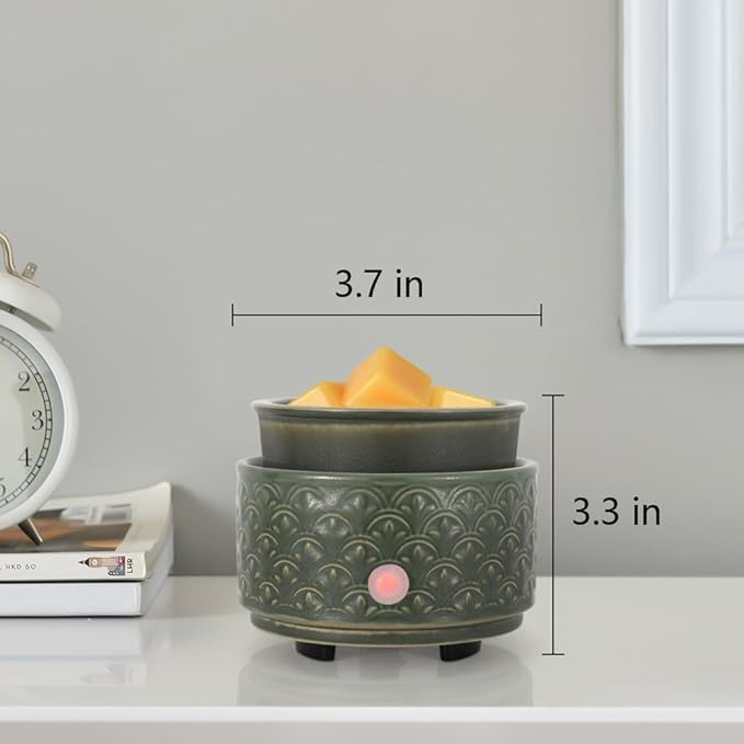 kobodon Ceramic Wax Melt Warmer - 3-in-1Electric Wax Warmer-Fragrance Candle Burner for Scented Wax Tarts and Essential Oils - Wax Melts as Gifts for Moms Grandma Women Girls（Green）…