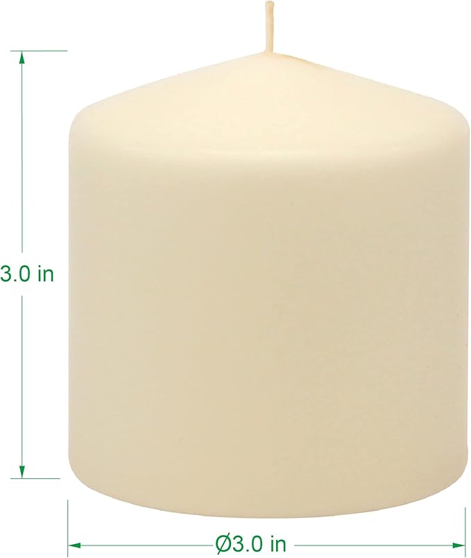 Stonebriar Unscented Pillar Candles – 80 Hour Burn Time, Long-Lasting Wax Candles for Weddings, Holidays, Home Décor & Special Events, Pack of 6, Ivory, 3" x 3