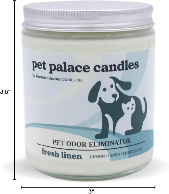 Pet Palace Candles - Odor Eliminator Candle, Incredible Scents - 100% Soy - Neutrolizer Eliminates Odors from Pets, Smoke, Urine, and More. Eco-Friendly and Non-Toxic (Fresh Linen)