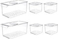 SANNO Produce Saver Containers for Refrigerator - Stackable Kitchen Organizer Keeper Bin, with Removable Drain Tray, Set of 6