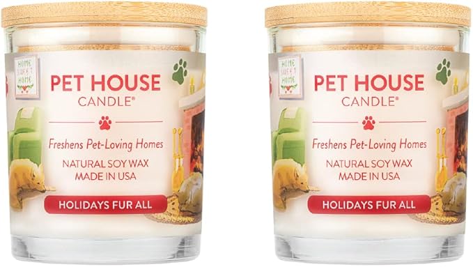 Pet House Scented Candles, Plant Based Pet Candle, Clean Burning, Long Lasting Air Freshener for Home, Holidays Fur All 2 Pack