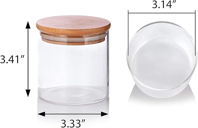 JUVITUS (12 Pack) 10 oz Clear Glass Jar with Bamboo Silicone Sealed Lid