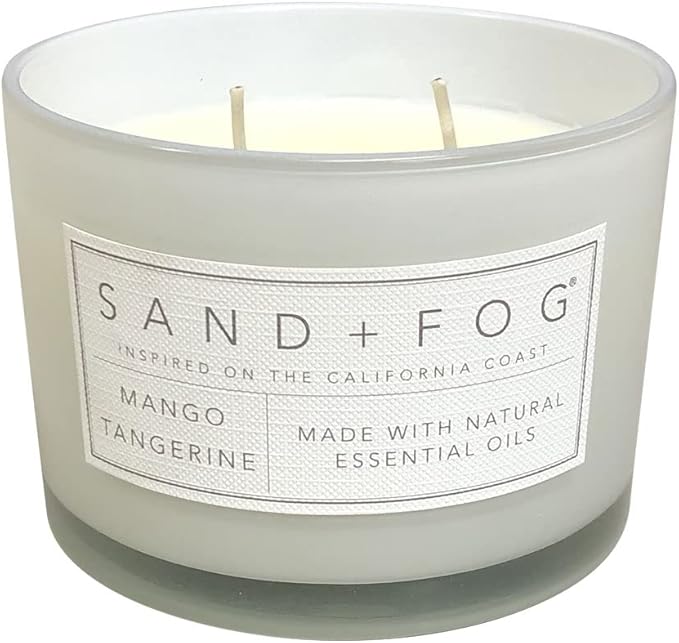 Sand + Fog Scented Candle - Mango Tangerine – Additional Scents and Sizes – 100% Cotton Lead-Free Wick - Luxury Air Freshening Jar Candles - Perfect Home Decor – 12oz
