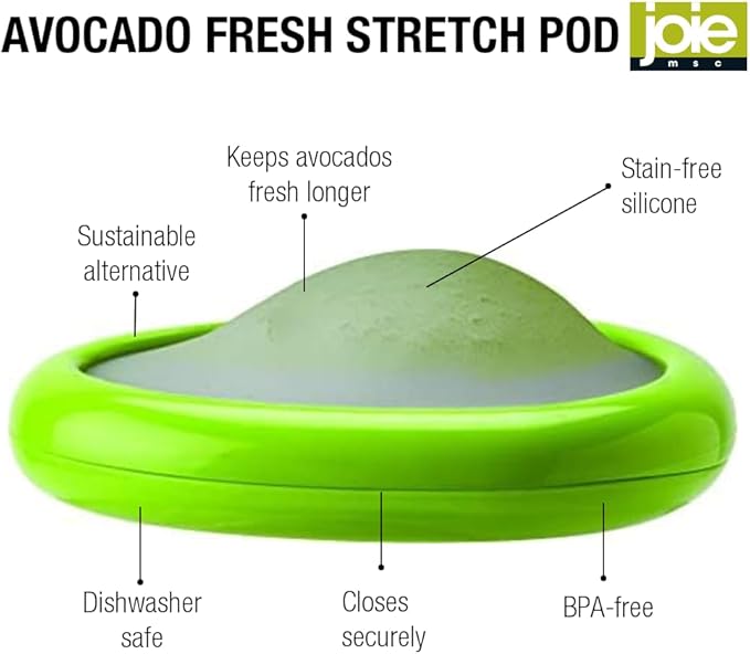 Joie Fresh Stretch Pod Avocado Storage Container, Silicone Food Saver, Keeps Leftover Produce Flavorful and Firm in Fridge, Reusable Kitchen Gadget, Dishwasher Safe, BPA-Free