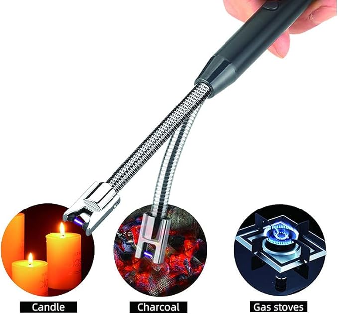 Vidisan Rechargeable Candle Lighter and Wick Trimmer,Candle Accessory Set,Candle Wick Clipper Wick Cutter Scissor,Electric Rechargeable Arc Lighter Display USB Lighter-Black