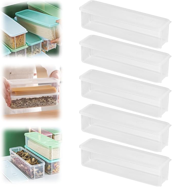 Storage & Crisper Boxes, 2025 New Durable Food Storage Containers, Stackable Refrigerator Organizer for Kitchen, Airtight Food Box with Lids, Fresh-Keeping Container Suitable (White, 5pcs)
