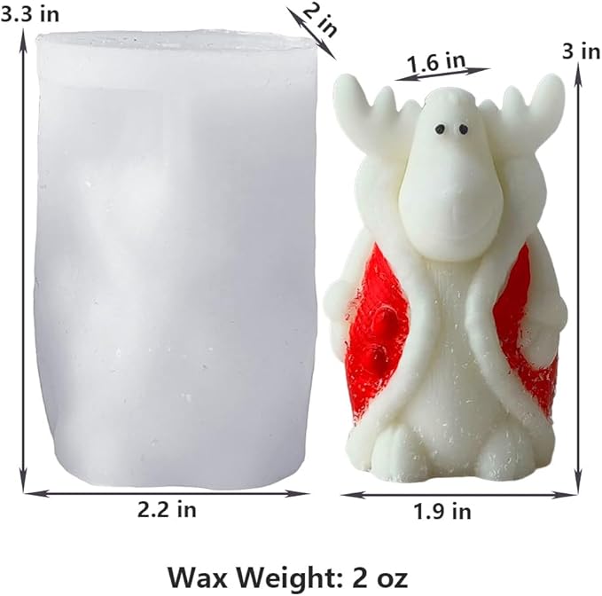 Elk Silicone Molds, Deer Candle Mold for Soap Soy Wax DIY Handcraft, Elk Resin Molds Gift Wedding Party Home Dinner Festive Days Car Decoration