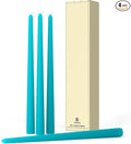 12-Inch Tall Dripless Taper Candles Set of 4 - Turquoise Tapered Candles, Perfect for Spring - Smokeless, Unscented, Long Burning - Hand Poured, Colored Tall Candlesticks - Teal