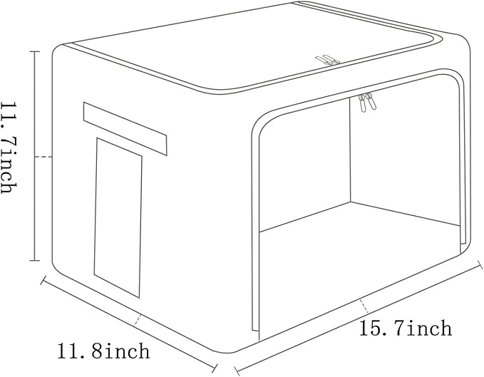 FHSQX 2 Pack Clear Window Storage Bins Stackable Linen Fabric Storage for Clothes Foldable Box Organizer Set with Carrying Handles-36L (Gray, 15.7x 11.8x 11.7 Inch)