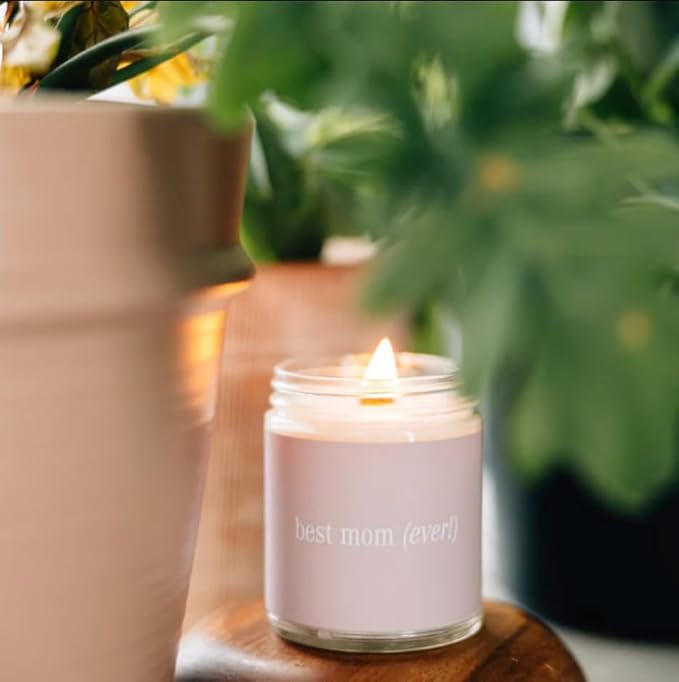 Fontana Candle Co. Celebration Collection, Best Mom Ever Gift – 9oz Scented Candles Made with Beeswax, Coconut Oil & Pure Essential Oils – Wood Wick, 35+ Hrs Clean Burn – Non-Toxic Candles for Home