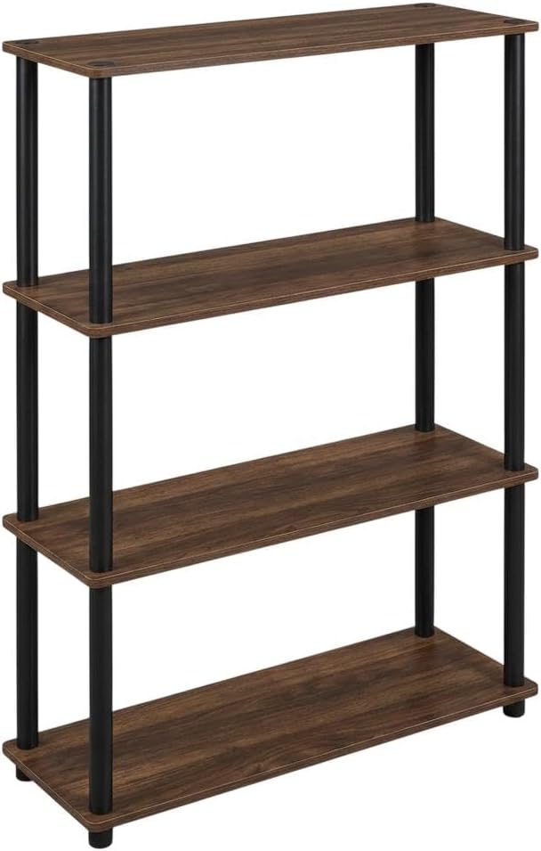 Furnifact Columbia Walnut Black Bookcase with Modern Design, Durable Wooden Construction, for Home or Office Storage, Stylish and Functional