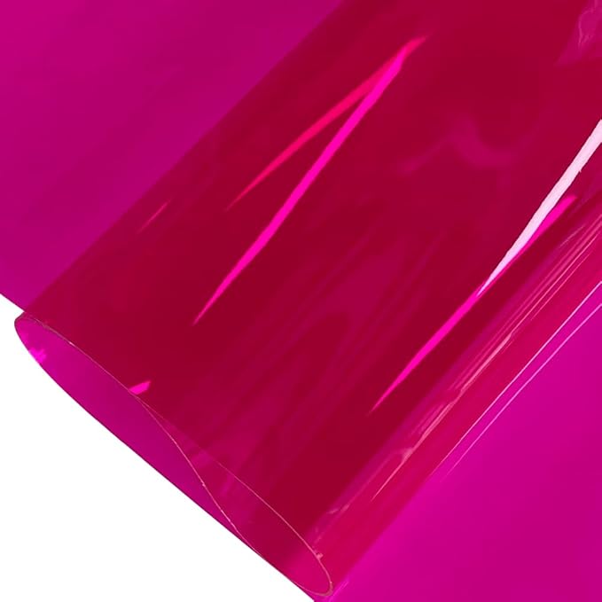 ONEART | 30 Gauge Leather Vinyl, Solid Color See-Through Waterproof Jelly Faux Leather for Women DIY Handbags Tote, 12" x 48" (Rose)