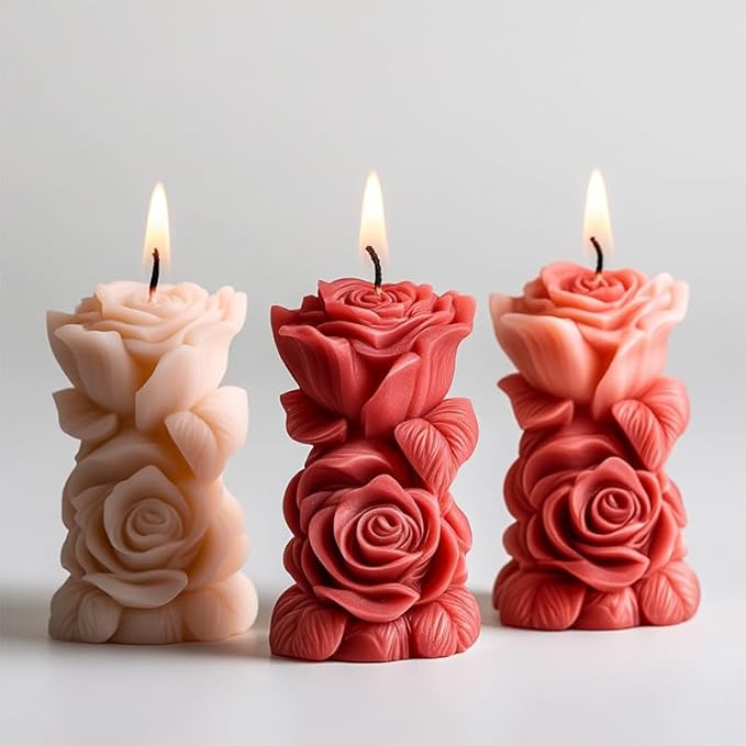 Rose Bouquet Candle Molds Pillar Silicone Mold Resin Casting for Making Home Decorate Aromatherapy Candles Gypsum Wedding Decor Crafts Gifts