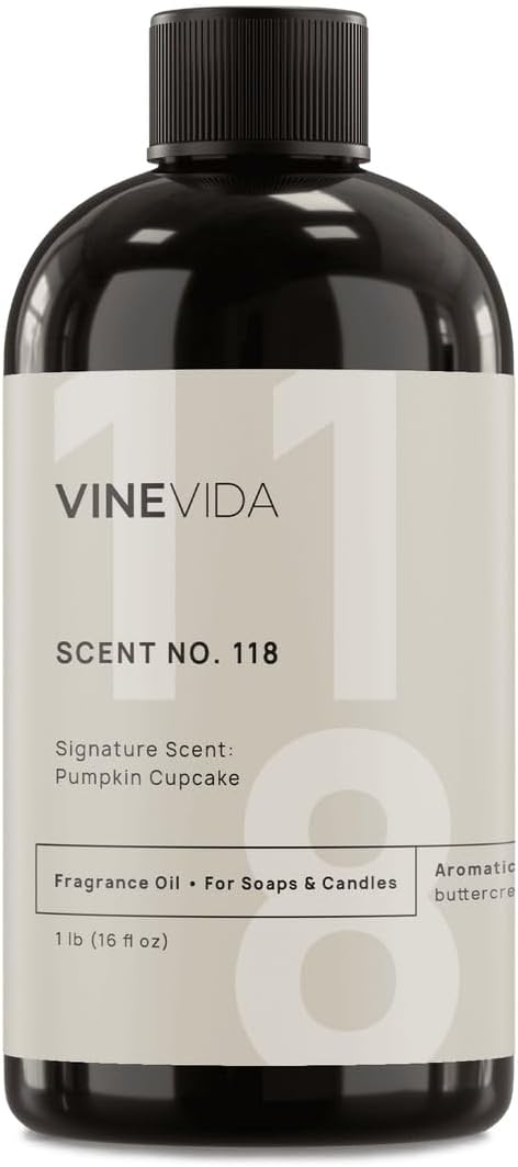 VINEVIDA Scent NO. 118 Fragrance Oil - 16oz (1lb) - Signature Scent: Pumpkin Cupcake Fragrance Oil for Candle Making - Made in USA Candle Scents Scents for Soap Making