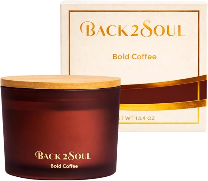 Non Toxic Candles 13.4 oz 50 Hours Burn Time, Scented Soy Candles, Clean Burning, Safe Non Toxic Design (Bold Coffee)