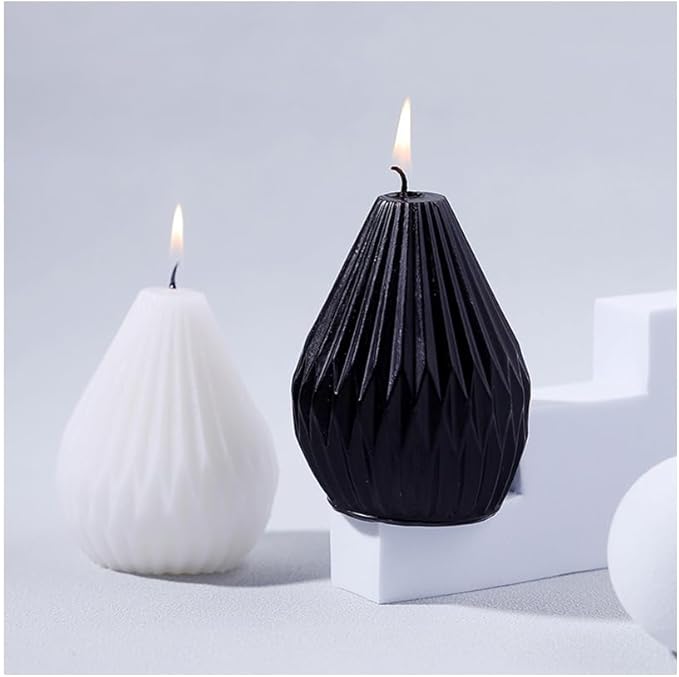 Silicone Candle Molds, 3D Pear Shape Scented Candle Mold, Classic Geometric Design, Colorless, BPA Free, Silicone Molds for Candle Making, DIY, Resin, Wax, Soap, Clay, Chocolate Etc