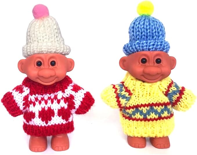 2 Pack Cute Troll Dolls Lighter Case Silicone Funny Mini Dolls Lighter Sleeve with Sweater &Hat for 3.2in Regular Lighters (Lighter not Included) (red & Yellow)
