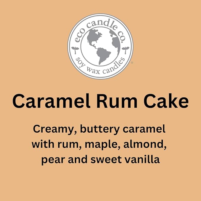 ECO CANDLE CO. Tea Light Candles, Caramel Rum Cake, 10-Pack - Scents of Caramel, Rum, Maple, Almond, Pear, & Vanilla - Recyclable, 100% Soy Wax, No Lead, Hand Poured, Midwest Soybeans, .6 oz. Each