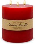 Large 3-Wick Red Pillar Candle - 6x6 Inch Dripless & Smokeless Unscented Fat Candle, 120 Hour Long Burning Hand-Poured Thick Candle with Cotton Wicks