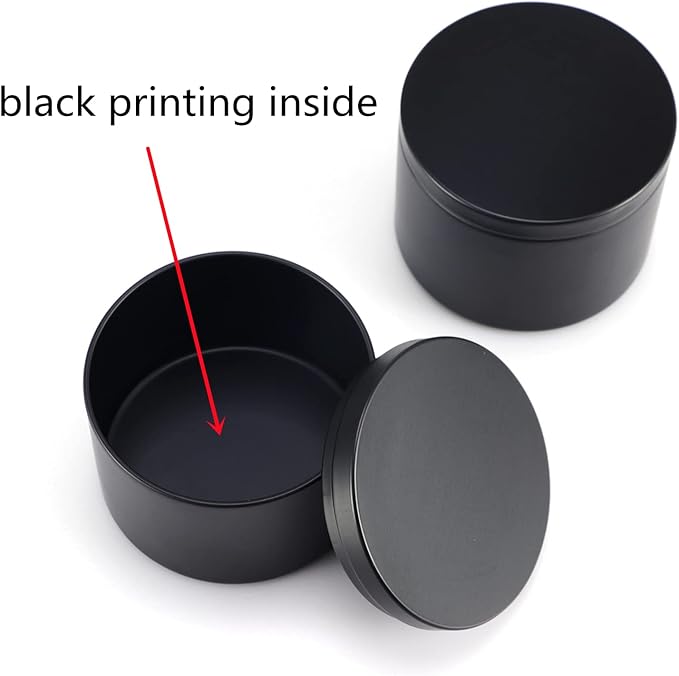 SONVIIBOX 24 Pack 8 oz Candle Tins,All Black Candle tins for Making Candles Bulk,8oz Candle Jars,Tin Jars for Candle Making,Candle Jars (Black, 8OZ)