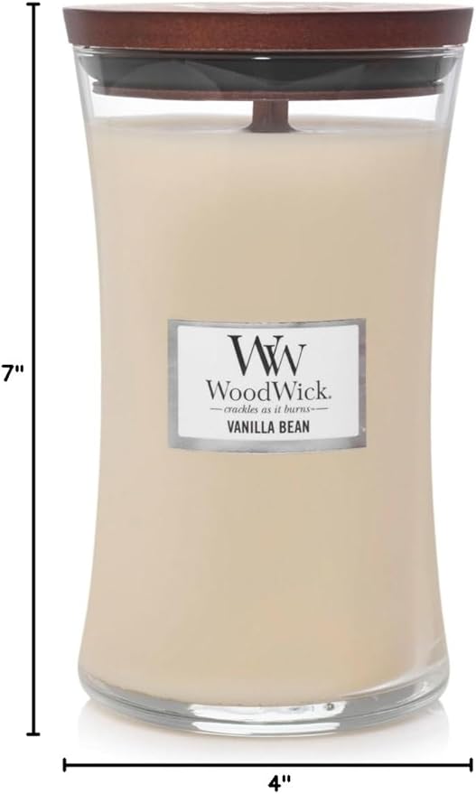 WoodWick Vanilla Bean Glass Jar Scented Candle, Large 22 oz.