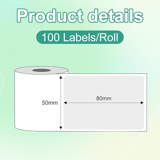 Phomemo Labels for M110 M120 M221 M200 M220 M150 M250 M260 M108 M100 Label Printer, Thermal Paper for Small Business, Barcode, Address, Clothing, Black on White 1.97"x3.15"(50x80mm) 100Label/Roll