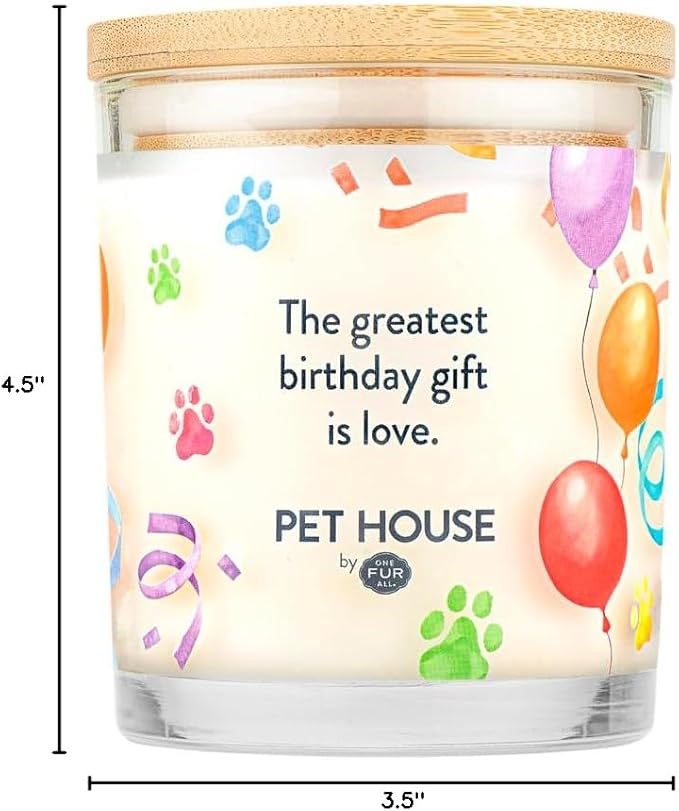 One Fur All Pet Happy Birthday Candle - Pet-Friendly & Natural Wax Candles - Birthday Cake Candle Scent - Plant-Based Eco-Friendly Scented Wax Candles - Dog Birthday Gift - Pet Odor Eliminator Candle
