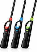 Long Reach BBQ Utility Lighter with Safety Lock, Multipurpose for Grill, Candles, Stove, Fireplace, Assorted Colors, 3 Pack