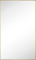 TEHOME Gold Bathroom Vanity Mirror with Squared Corners, 24x40'' Brushed Brass Rectangle Stainless Steel Metal Framed Mirror for Bathroom
