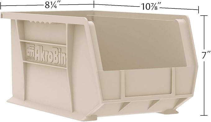 Akro-Mils 30239 AkroBins Plastic Storage Bins, Space-Saving Stackable Bins for Garage, Pantry, Craft Organization, 11-" x 8-" x 7-", Clear, 6-Pack