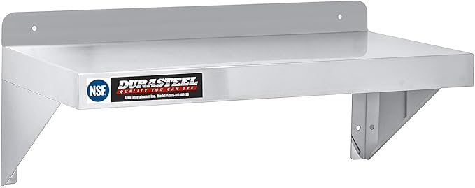 DuraSteel Stainless Steel Shelf - 24 Inch Wide x 14 Deep Commercial NSF Mounted Metal Wall Shelf Pantry Organizer Garage Storage Shelves - Rack Shelving Restaurant Kitchen Units Laundry Utility Room