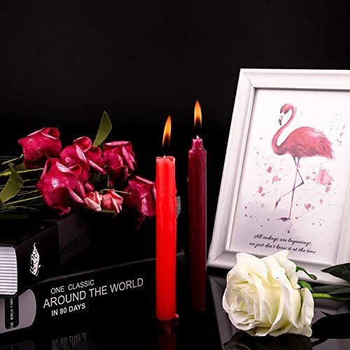 Boao 10 Pieces Low Temperature Candles Wax Low Heat Dripping Candles for Wedding Valentine Gift Decorations Supplies(Red, White, Blue, Purple, Black)